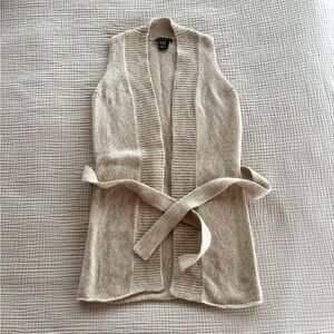 Theory Beige Sleeveless Cardigan